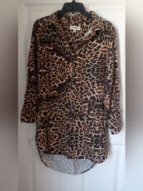 Leopard Print Tunic Top - Brown/Black
